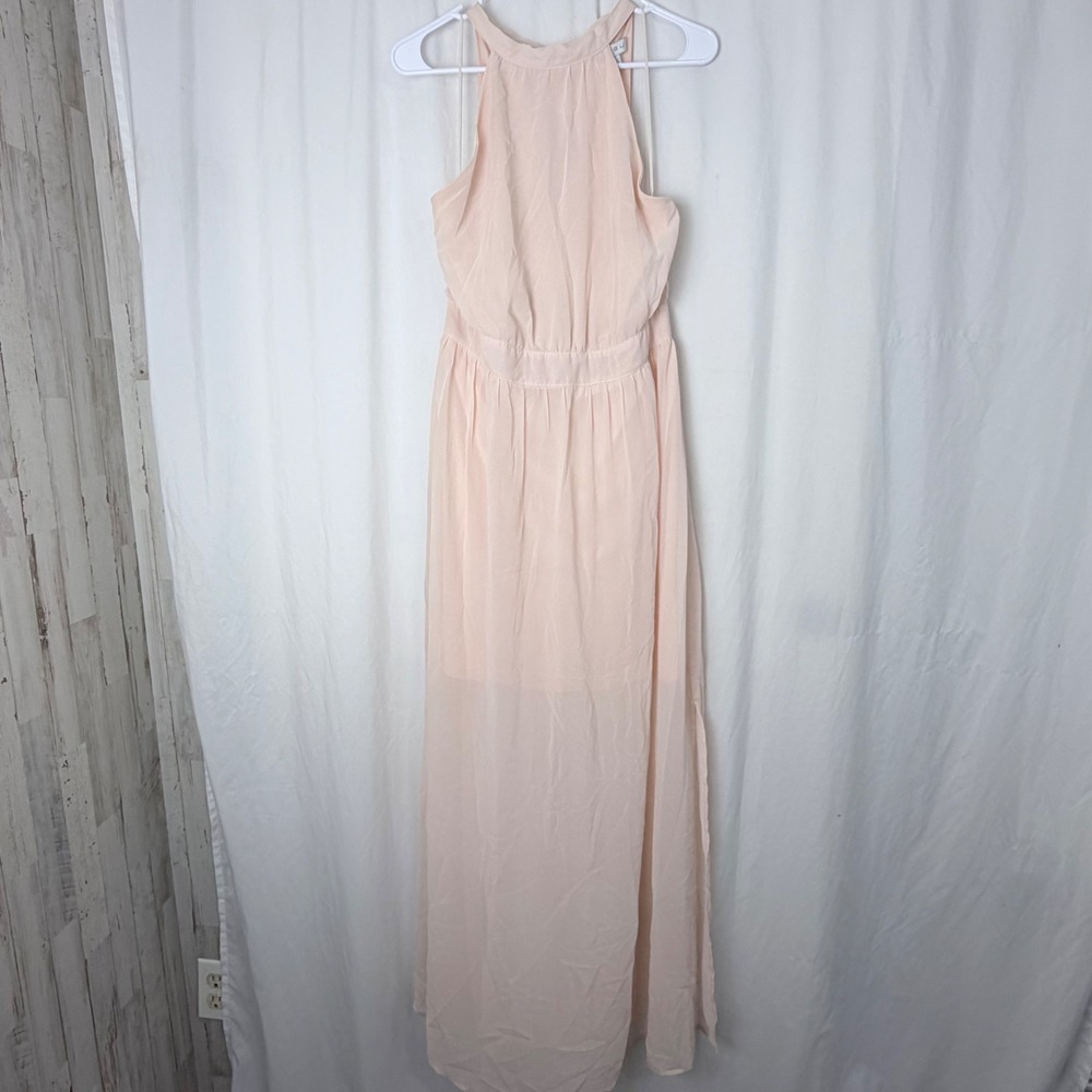 AMISU Peach Halter Maxi Dress Tie Back Sleeveless Women's Size 12